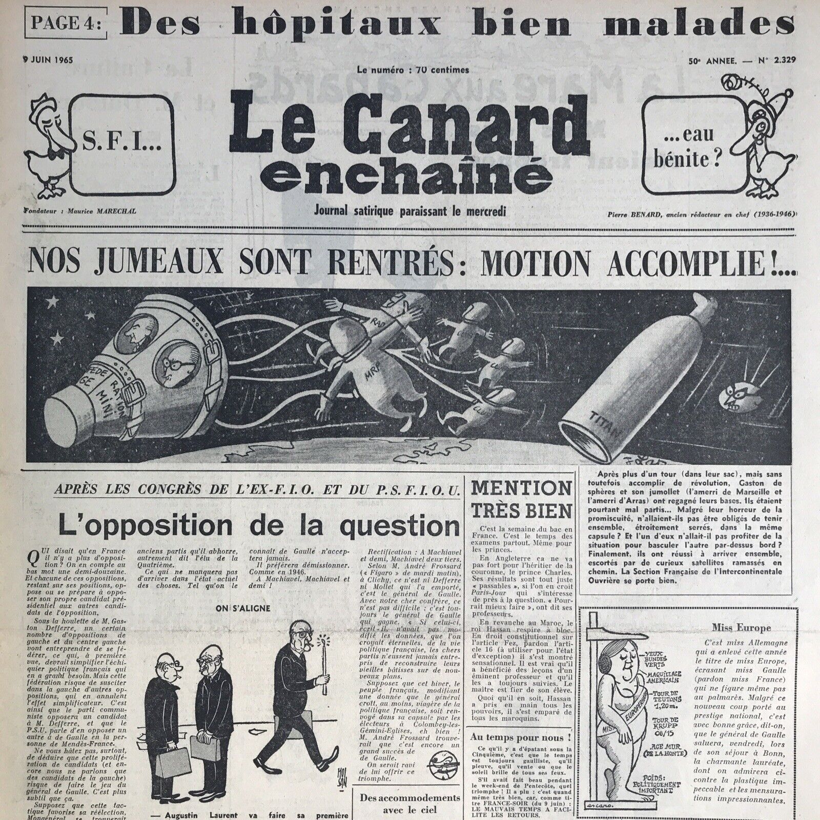 Couac ! | Acheter un Canard | Vente d'Anciens Journaux du Canard Enchaîné. Des Journaux Satiriques de Collection, Historiques & Authentiques de 1916 à 2004 ! | 2329