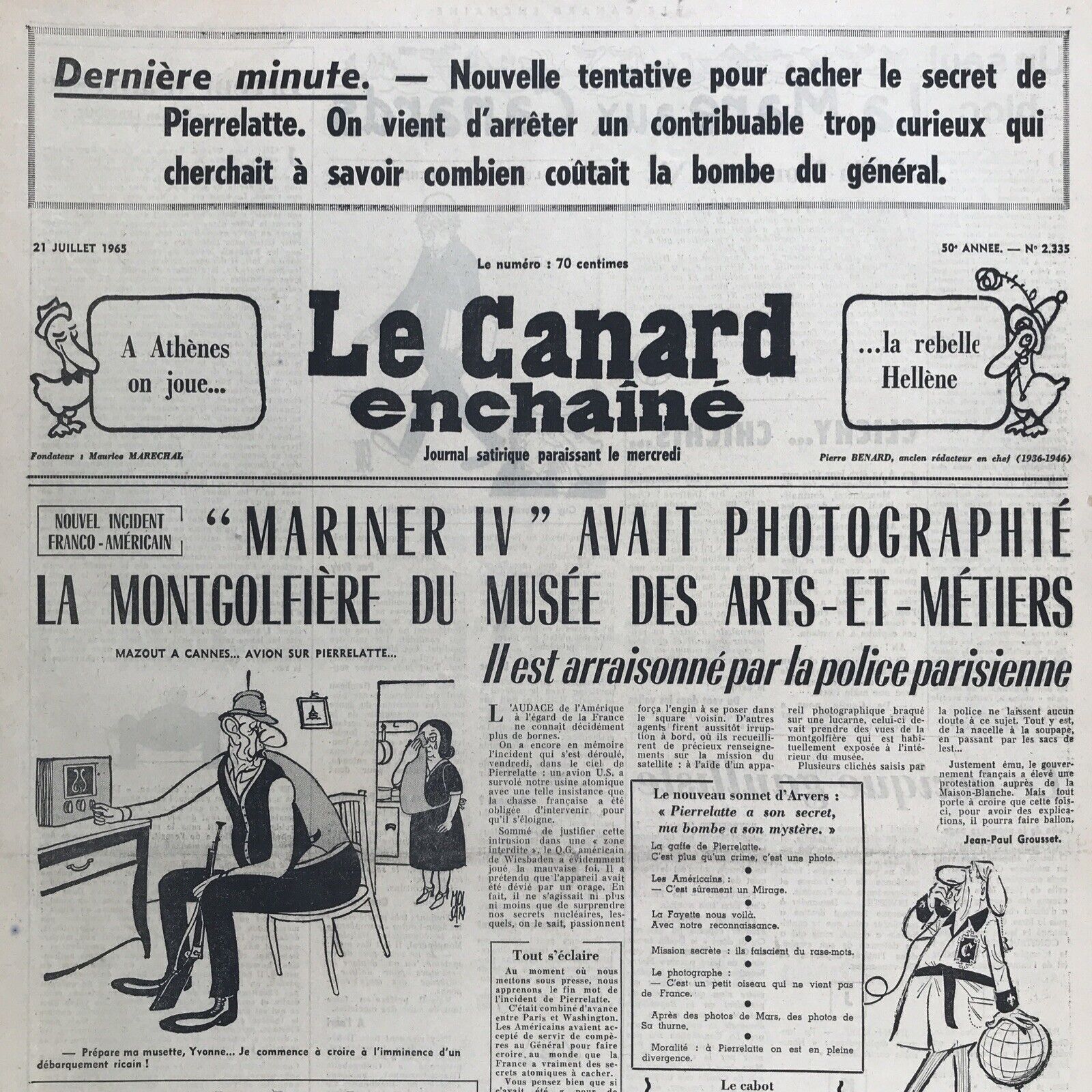 Couac ! | Acheter un Canard | Vente d'Anciens Journaux du Canard Enchaîné. Des Journaux Satiriques de Collection, Historiques & Authentiques de 1916 à 2004 ! | 2335