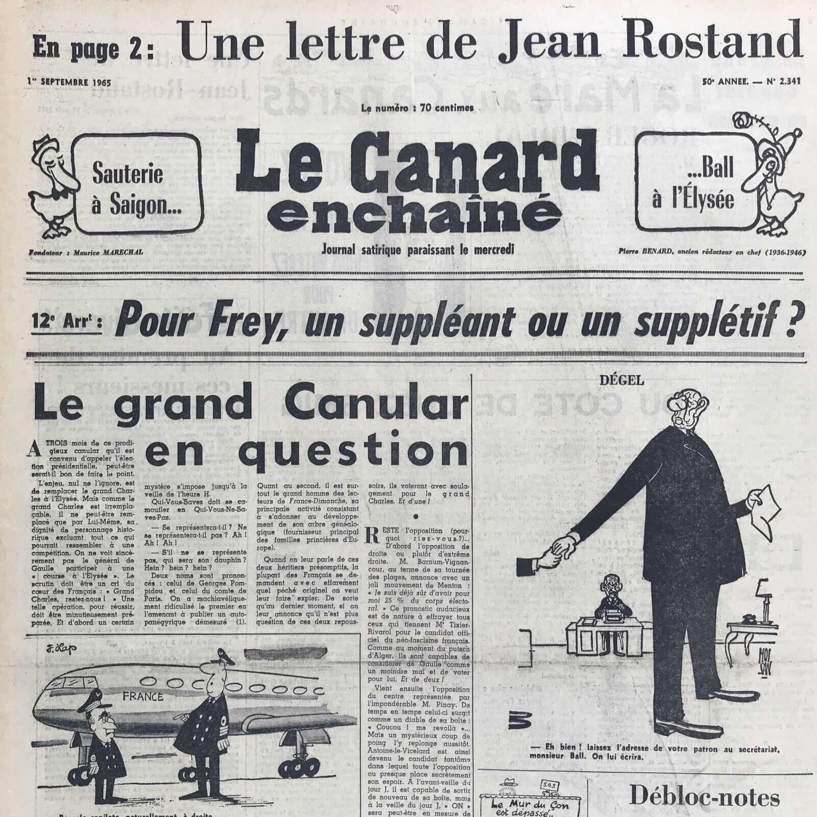 Couac ! | Acheter un Canard | Vente d'Anciens Journaux du Canard Enchaîné. Des Journaux Satiriques de Collection, Historiques & Authentiques de 1916 à 2004 ! | 2341