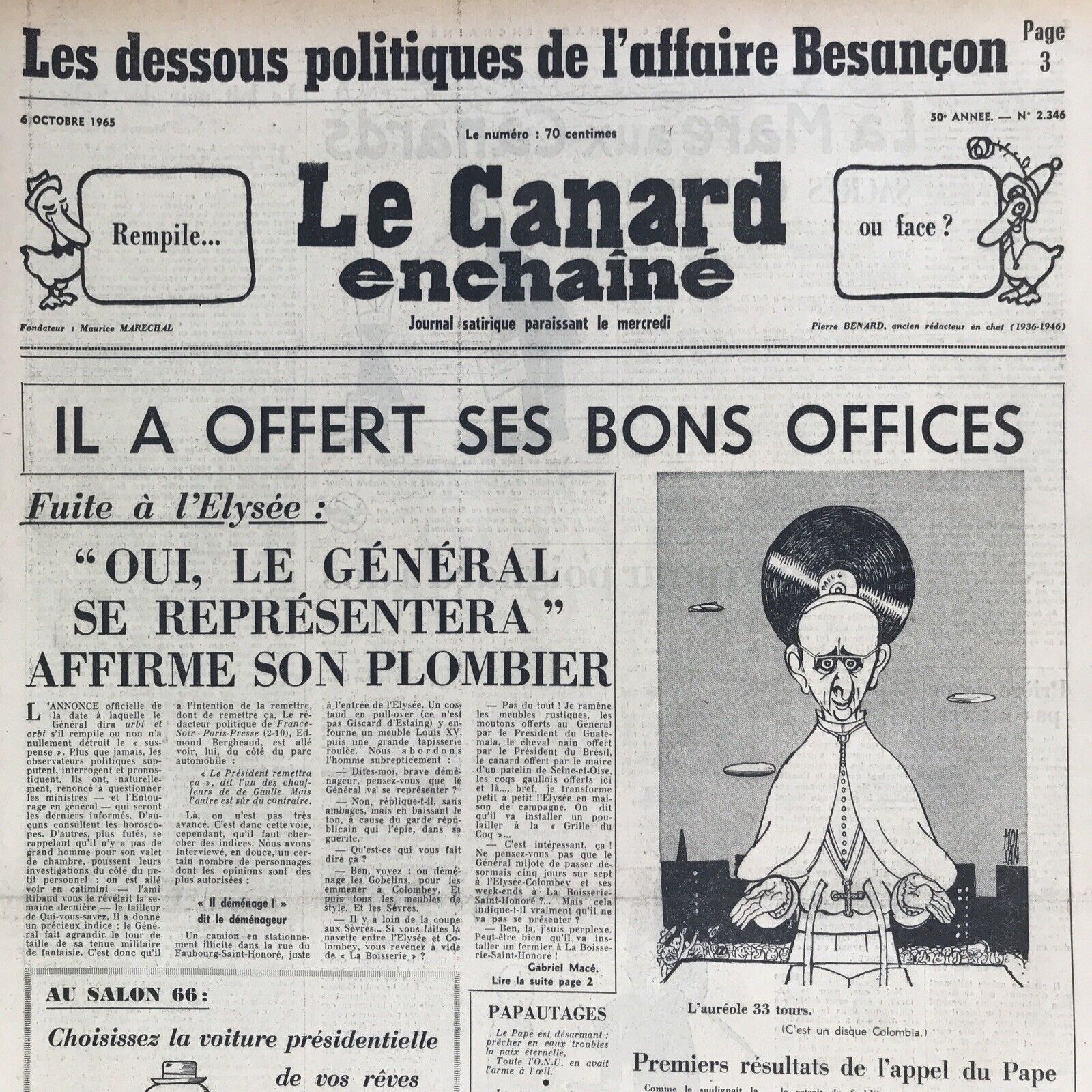 Couac ! | Acheter un Canard | Vente d'Anciens Journaux du Canard Enchaîné. Des Journaux Satiriques de Collection, Historiques & Authentiques de 1916 à 2004 ! | 2346