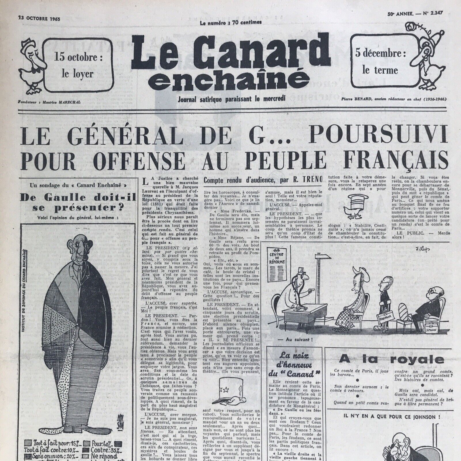 Couac ! | Acheter un Canard | Vente d'Anciens Journaux du Canard Enchaîné. Des Journaux Satiriques de Collection, Historiques & Authentiques de 1916 à 2004 ! | 2347