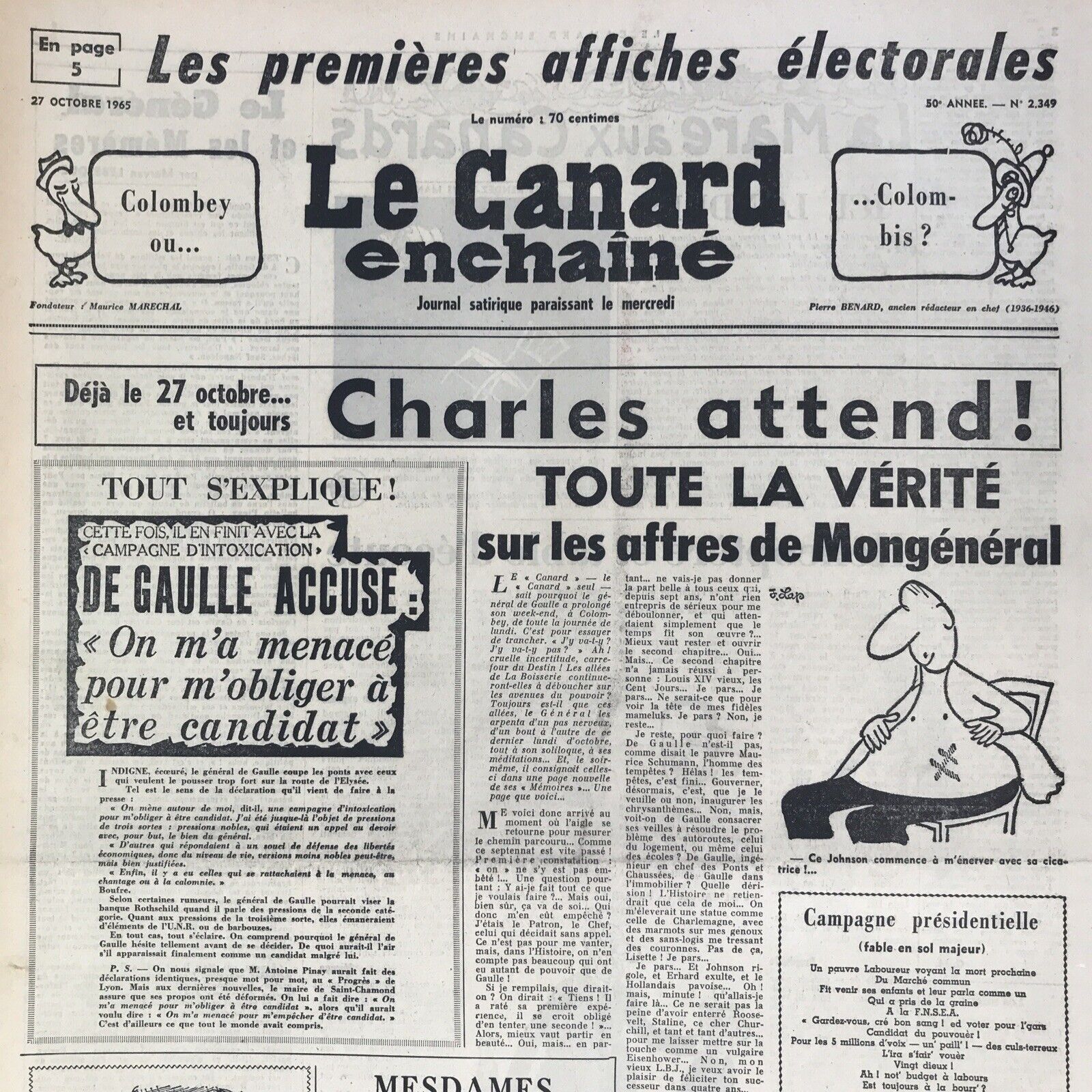 Couac ! | Acheter un Canard | Vente d'Anciens Journaux du Canard Enchaîné. Des Journaux Satiriques de Collection, Historiques & Authentiques de 1916 à 2004 ! | 2349