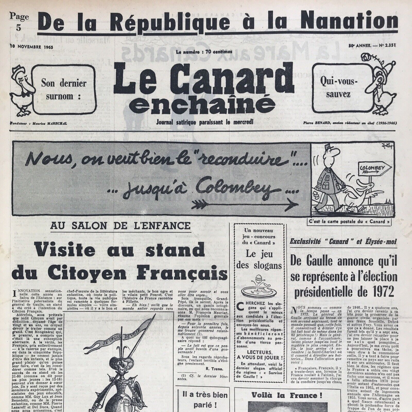 Couac ! | Acheter un Canard | Vente d'Anciens Journaux du Canard Enchaîné. Des Journaux Satiriques de Collection, Historiques & Authentiques de 1916 à 2004 ! | 2351