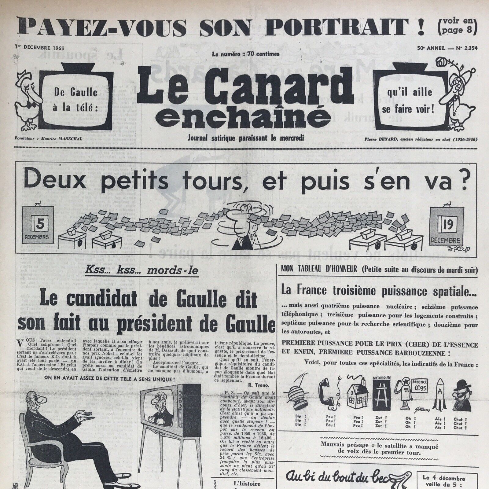 Couac ! | Acheter un Canard | Vente d'Anciens Journaux du Canard Enchaîné. Des Journaux Satiriques de Collection, Historiques & Authentiques de 1916 à 2004 ! | 2354