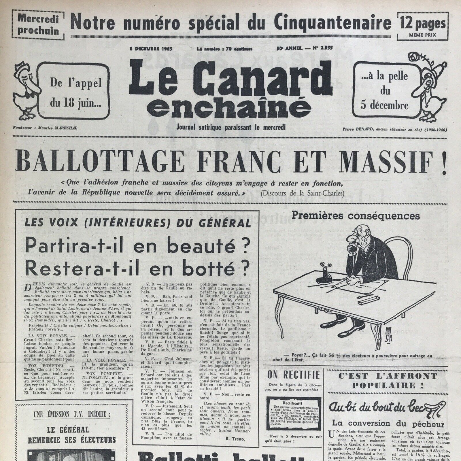 Couac ! | Acheter un Canard | Vente d'Anciens Journaux du Canard Enchaîné. Des Journaux Satiriques de Collection, Historiques & Authentiques de 1916 à 2004 ! | 2355