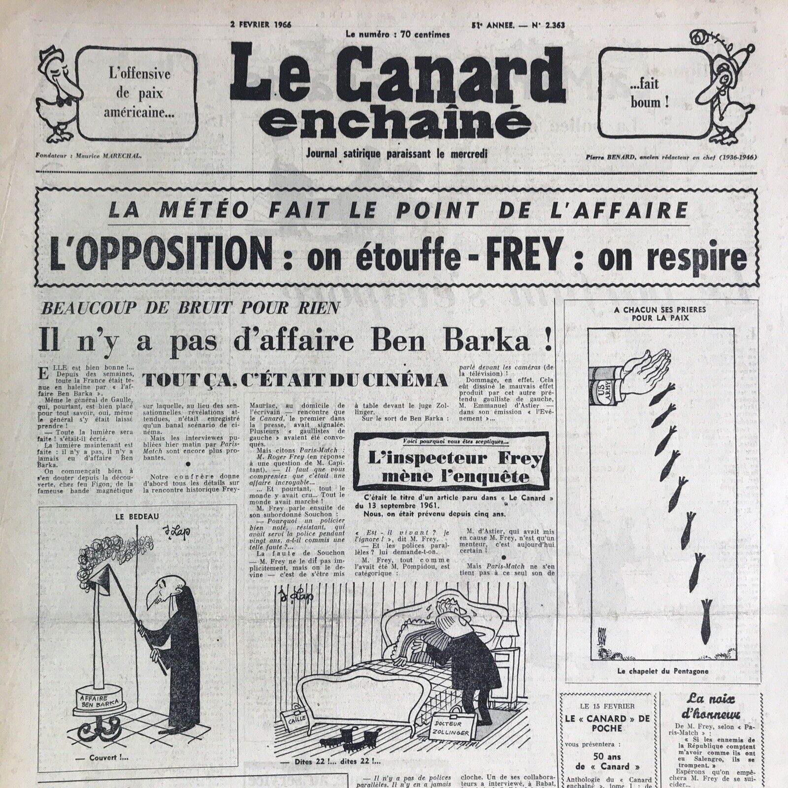 Couac ! | Acheter un Canard | Vente d'Anciens Journaux du Canard Enchaîné. Des Journaux Satiriques de Collection, Historiques & Authentiques de 1916 à 2004 ! | 2363