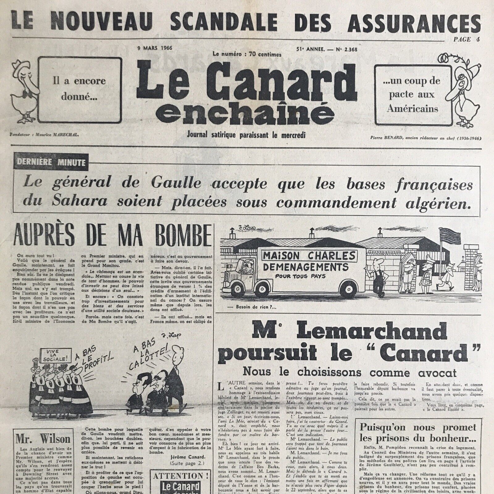 Couac ! | Acheter un Canard | Vente d'Anciens Journaux du Canard Enchaîné. Des Journaux Satiriques de Collection, Historiques & Authentiques de 1916 à 2004 ! | 2368