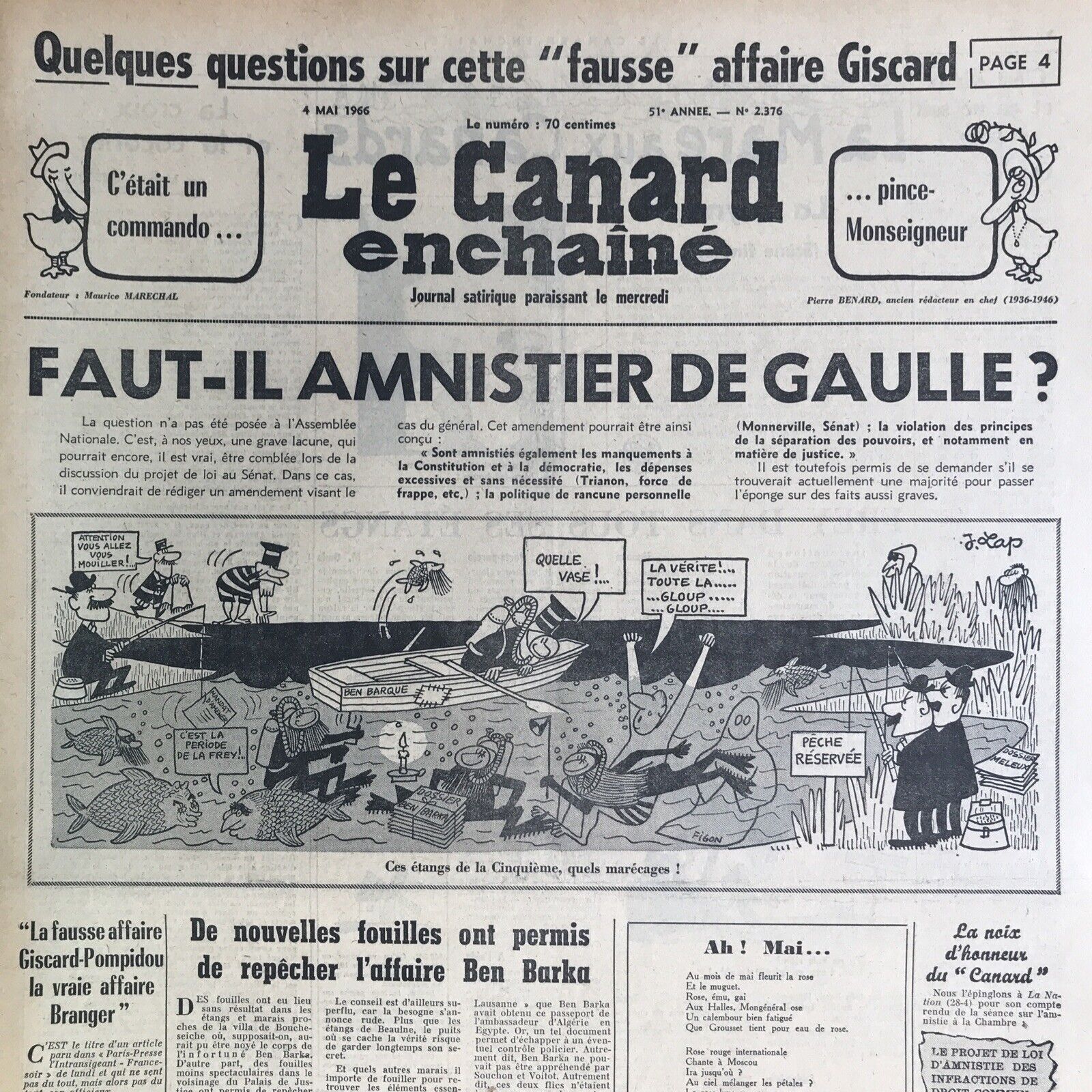 Couac ! | Acheter un Canard | Vente d'Anciens Journaux du Canard Enchaîné. Des Journaux Satiriques de Collection, Historiques & Authentiques de 1916 à 2004 ! | 2376