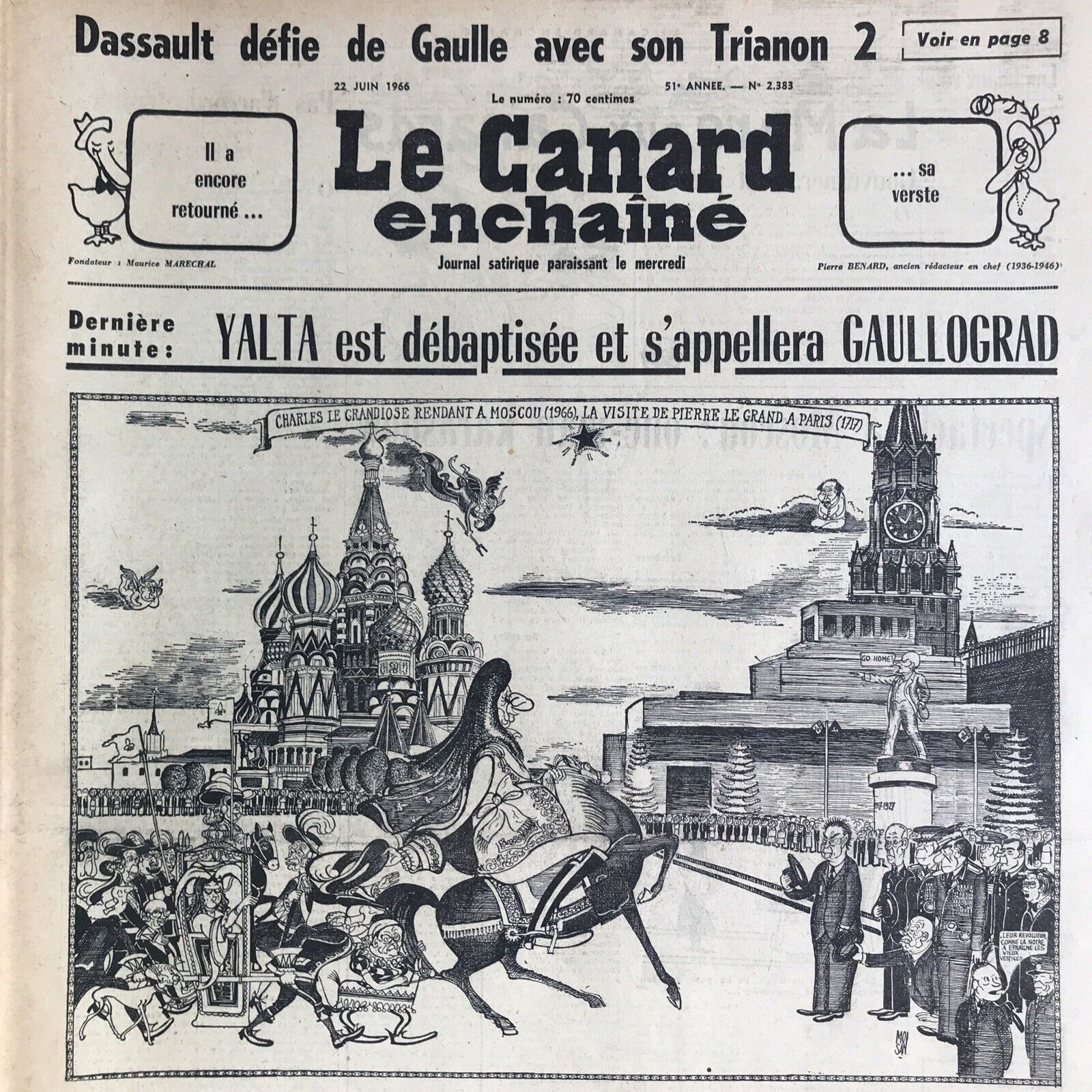 Couac ! | Acheter un Canard | Vente d'Anciens Journaux du Canard Enchaîné. Des Journaux Satiriques de Collection, Historiques & Authentiques de 1916 à 2004 ! | 2383