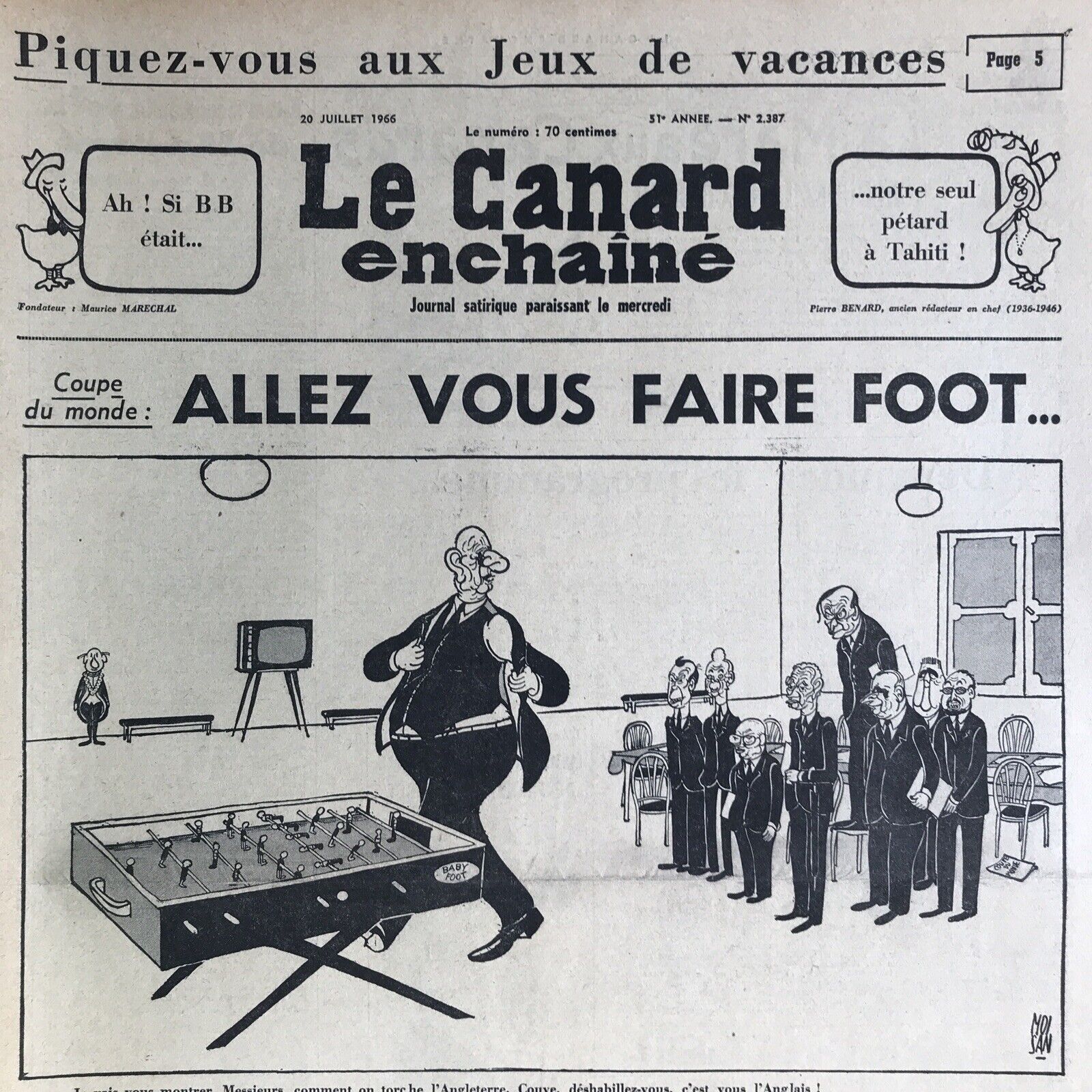 Couac ! | Acheter un Canard | Vente d'Anciens Journaux du Canard Enchaîné. Des Journaux Satiriques de Collection, Historiques & Authentiques de 1916 à 2004 ! | 2387