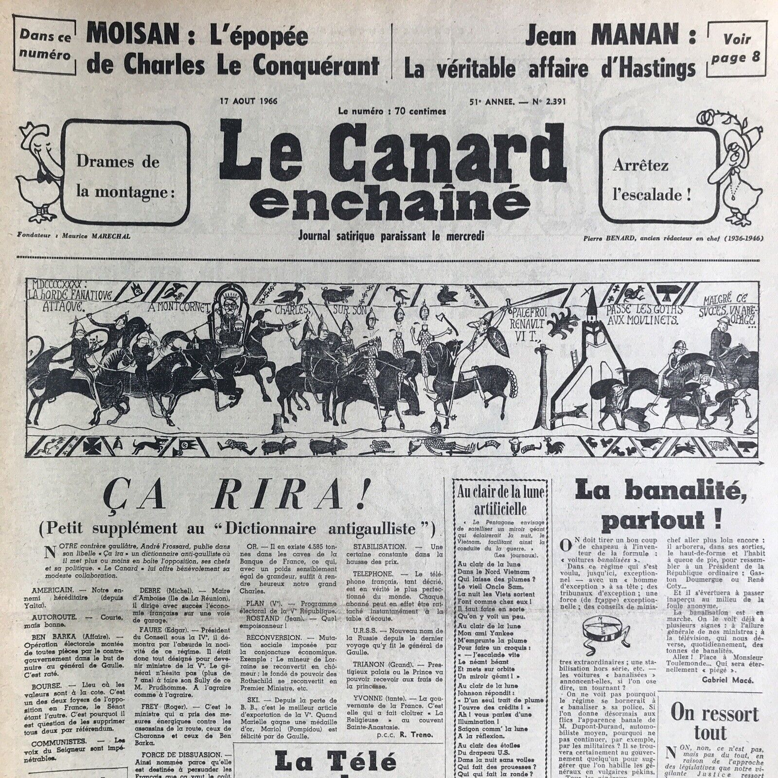 Couac ! | Acheter un Canard | Vente d'Anciens Journaux du Canard Enchaîné. Des Journaux Satiriques de Collection, Historiques & Authentiques de 1916 à 2004 ! | 2391