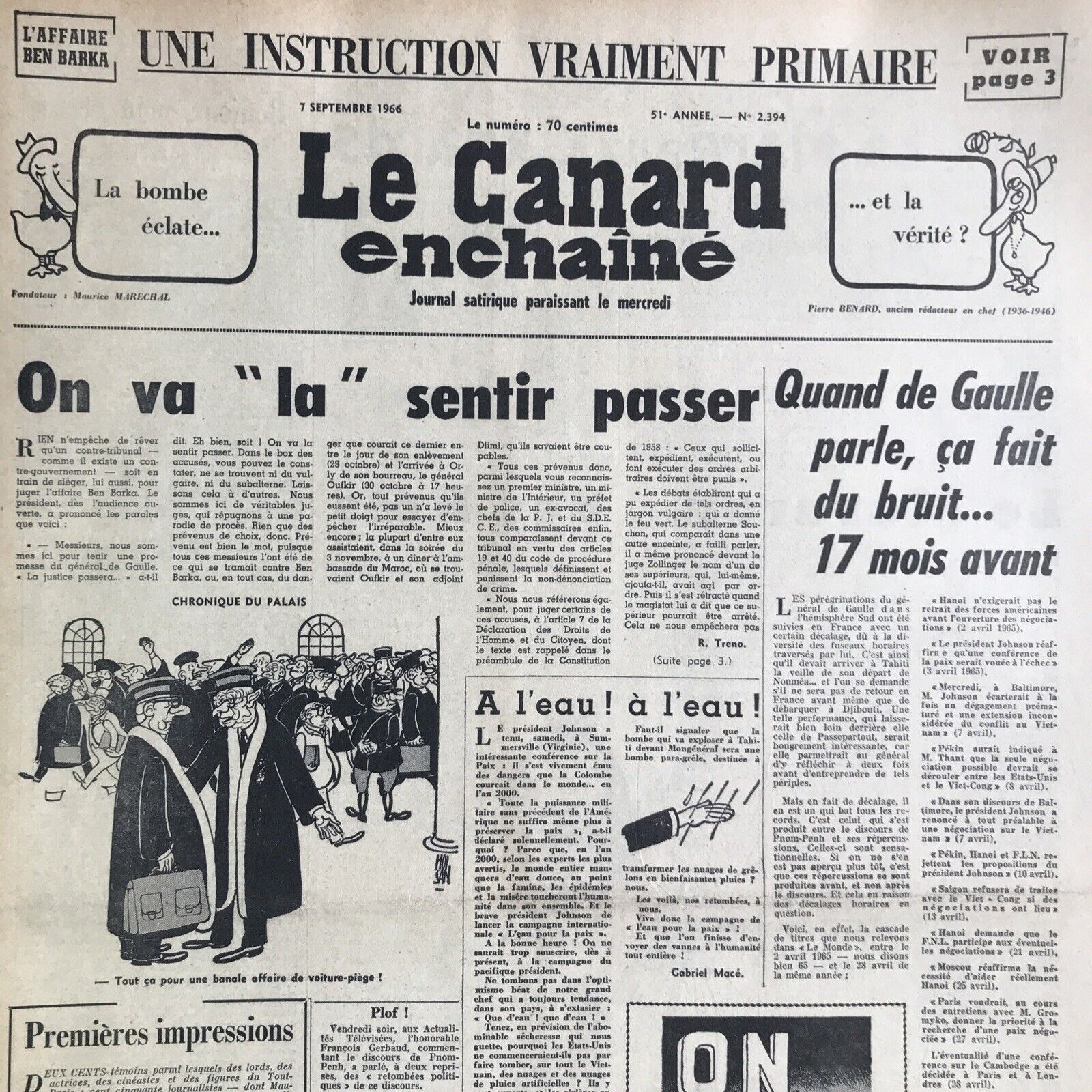 Couac ! | Acheter un Canard | Vente d'Anciens Journaux du Canard Enchaîné. Des Journaux Satiriques de Collection, Historiques & Authentiques de 1916 à 2004 ! | 2394