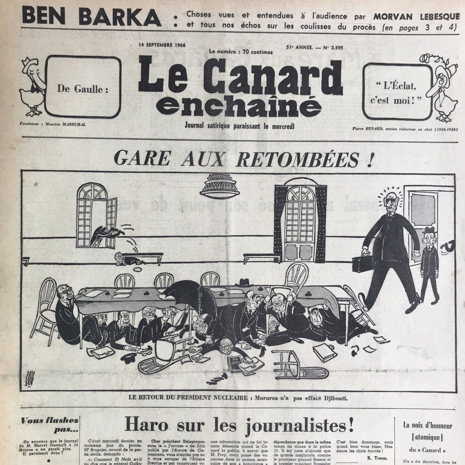 Couac ! | Acheter un Canard | Vente d'Anciens Journaux du Canard Enchaîné. Des Journaux Satiriques de Collection, Historiques & Authentiques de 1916 à 2004 ! | 2395