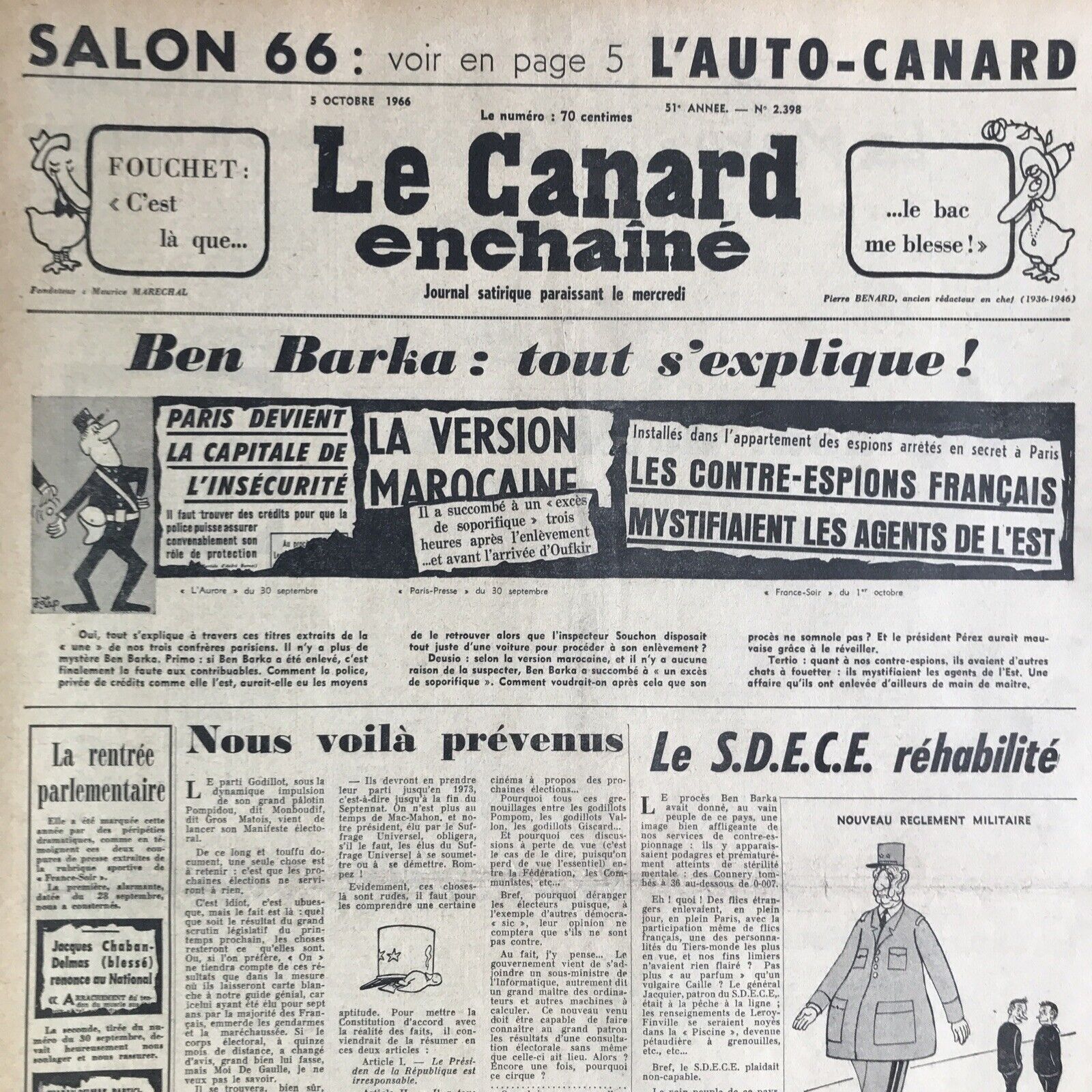 Couac ! | Acheter un Canard | Vente d'Anciens Journaux du Canard Enchaîné. Des Journaux Satiriques de Collection, Historiques & Authentiques de 1916 à 2004 ! | 2398