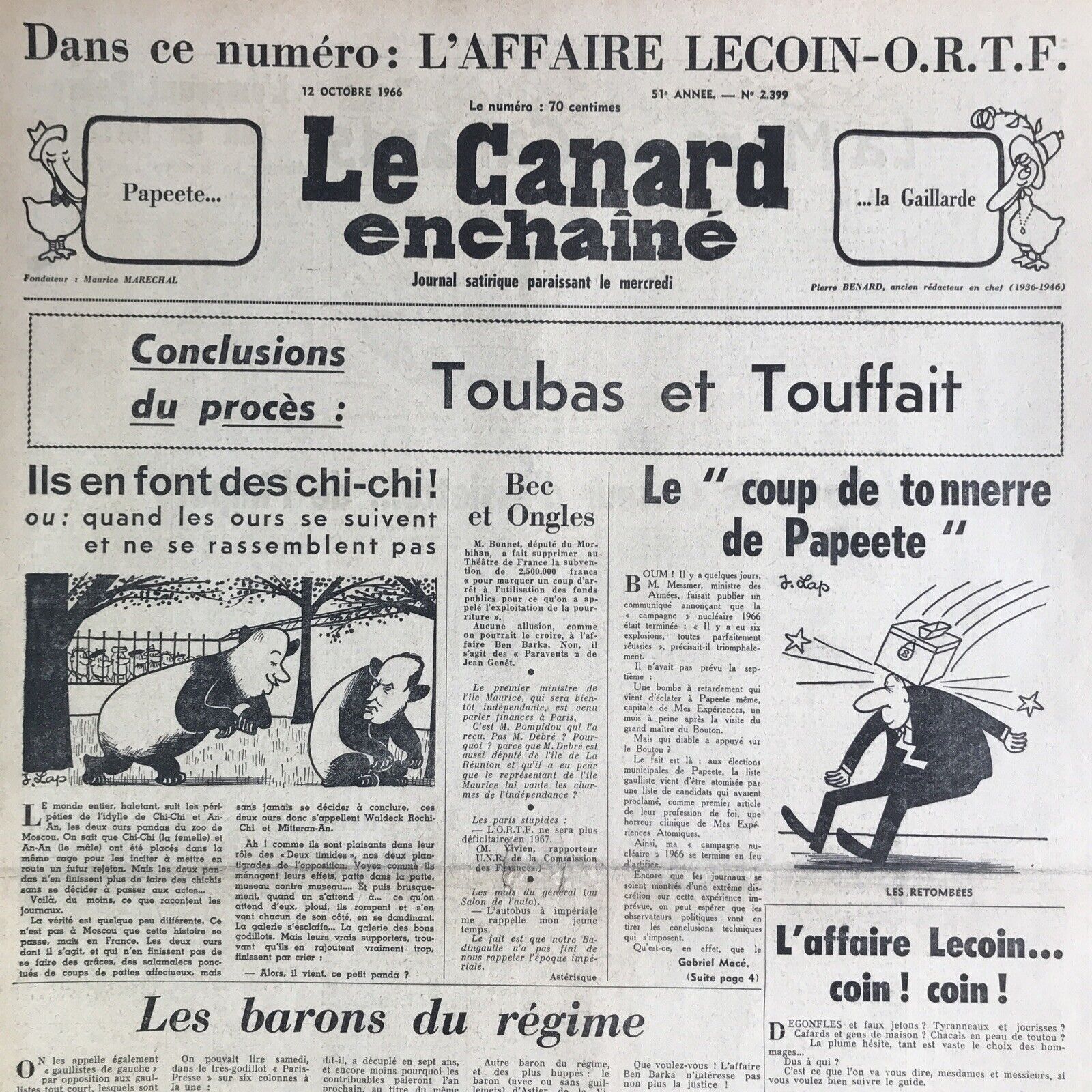 Couac ! | Acheter un Canard | Vente d'Anciens Journaux du Canard Enchaîné. Des Journaux Satiriques de Collection, Historiques & Authentiques de 1916 à 2004 ! | 2399