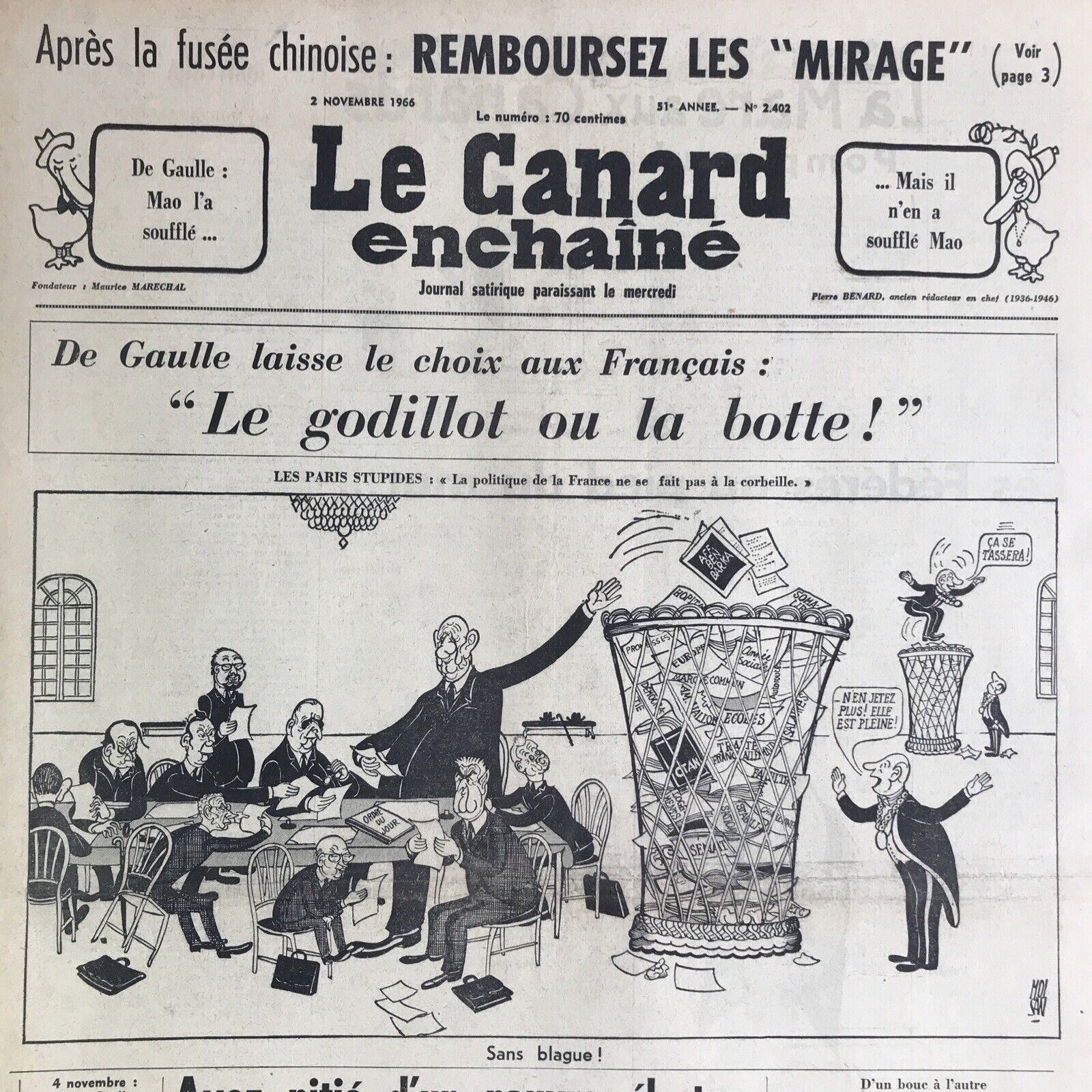 Couac ! | Acheter un Canard | Vente d'Anciens Journaux du Canard Enchaîné. Des Journaux Satiriques de Collection, Historiques & Authentiques de 1916 à 2004 ! | 2402