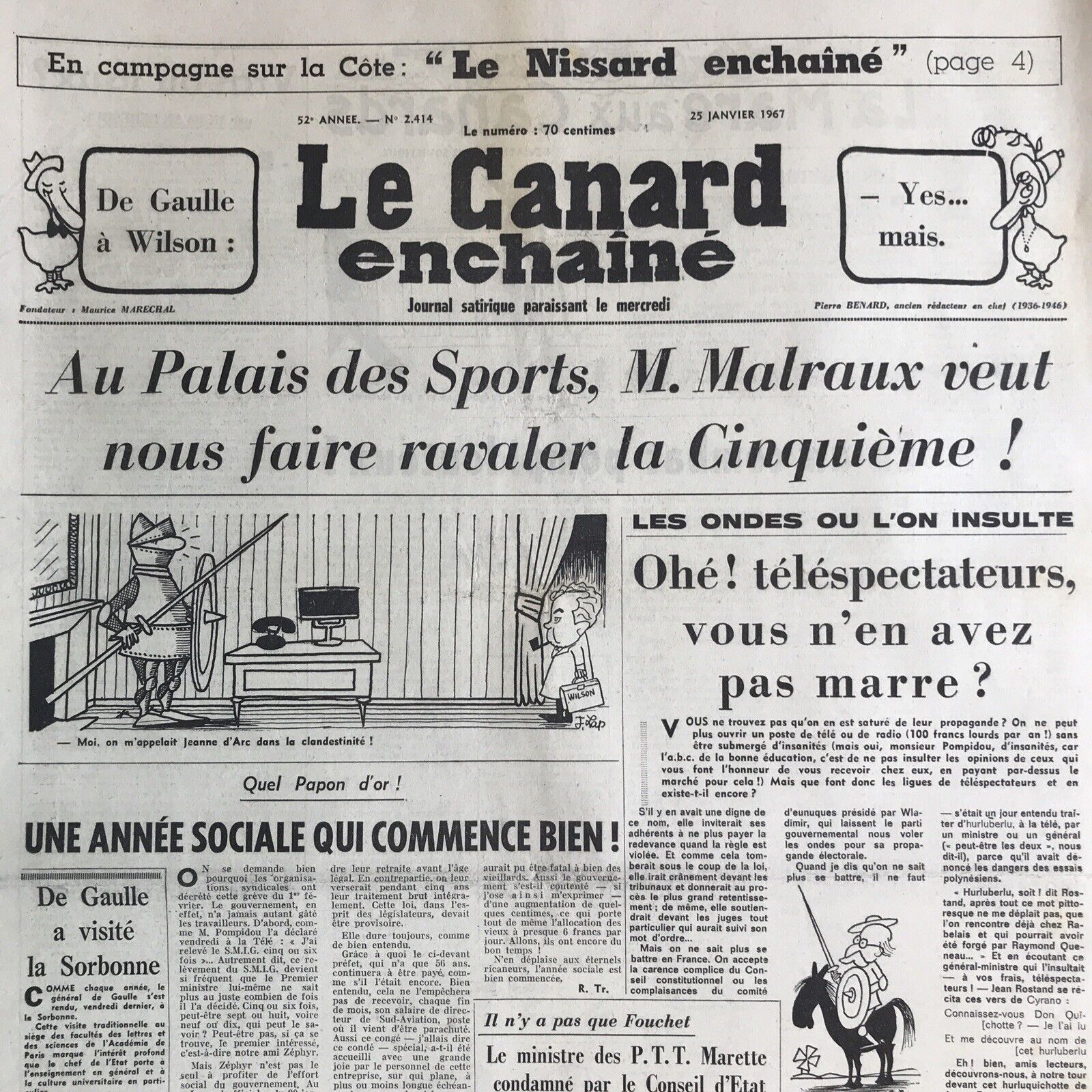 Couac ! | Acheter un Canard | Vente d'Anciens Journaux du Canard Enchaîné. Des Journaux Satiriques de Collection, Historiques & Authentiques de 1916 à 2004 ! | 2414