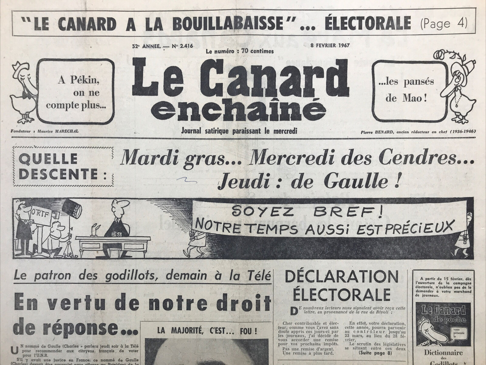 Couac ! | Acheter un Canard | Vente d'Anciens Journaux du Canard Enchaîné. Des Journaux Satiriques de Collection, Historiques & Authentiques de 1916 à 2004 ! | 2416