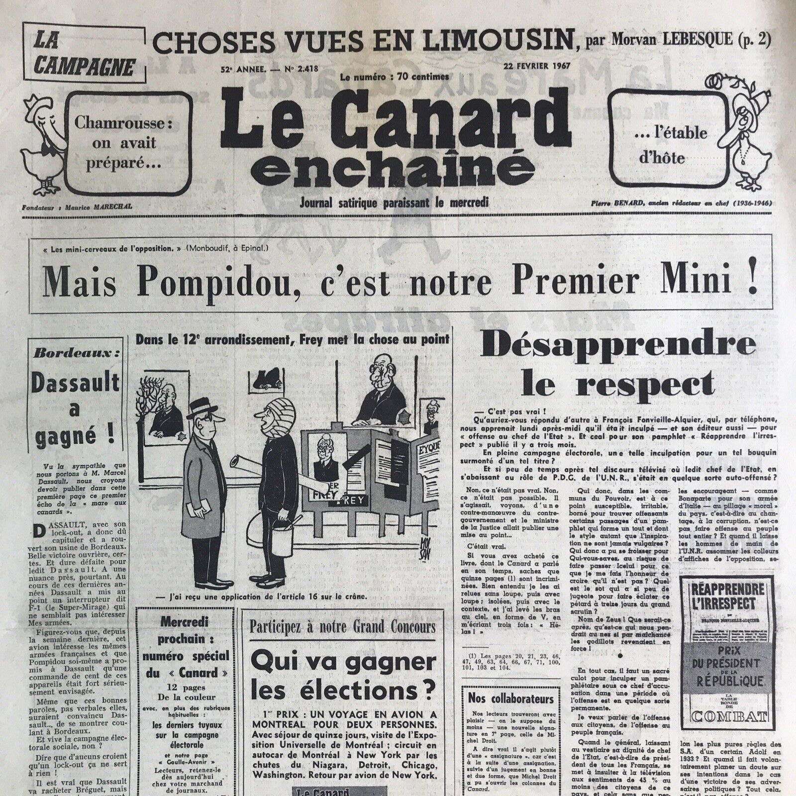 Couac ! | Acheter un Canard | Vente d'Anciens Journaux du Canard Enchaîné. Des Journaux Satiriques de Collection, Historiques & Authentiques de 1916 à 2004 ! | 2418