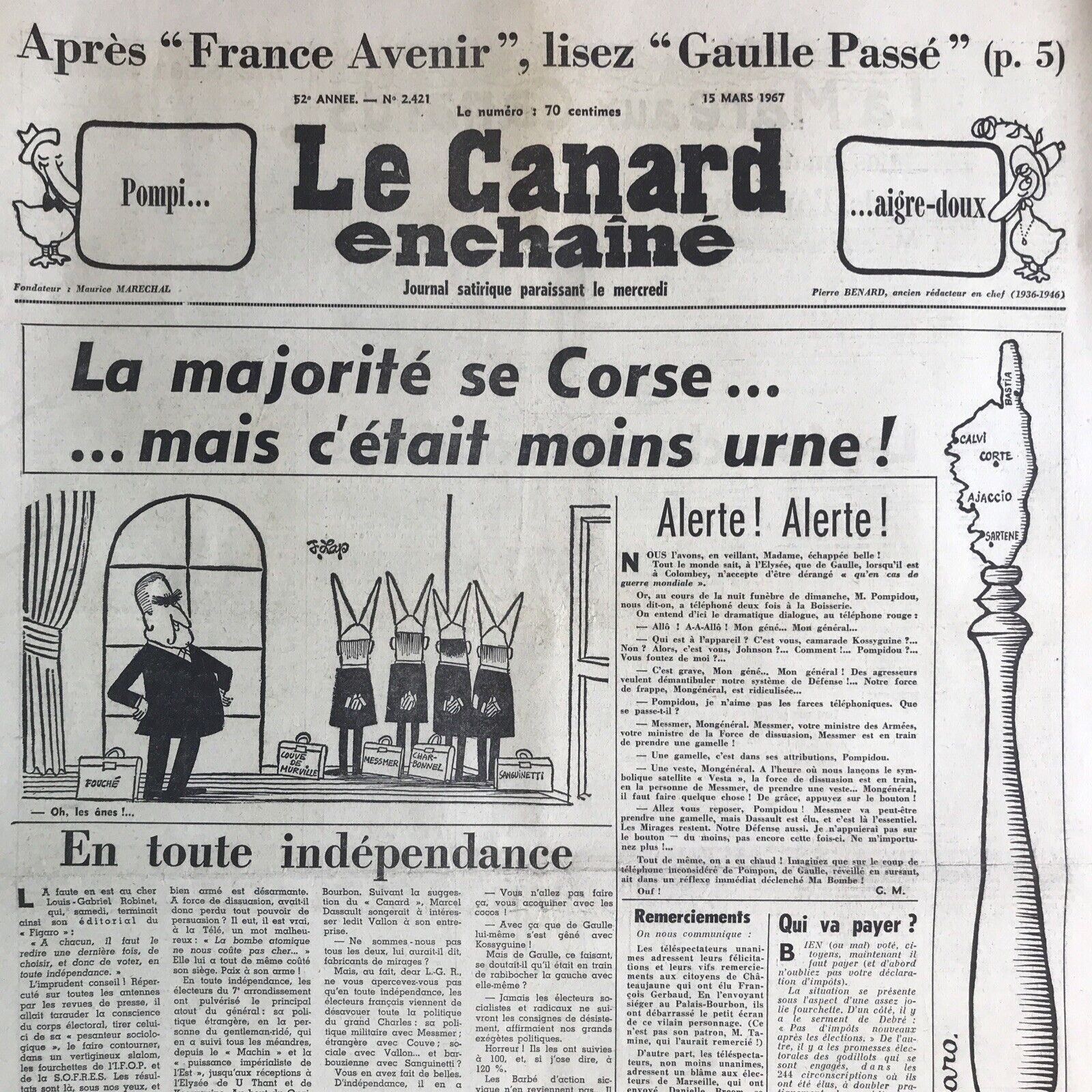 Couac ! | Acheter un Canard | Vente d'Anciens Journaux du Canard Enchaîné. Des Journaux Satiriques de Collection, Historiques & Authentiques de 1916 à 2004 ! | 2421