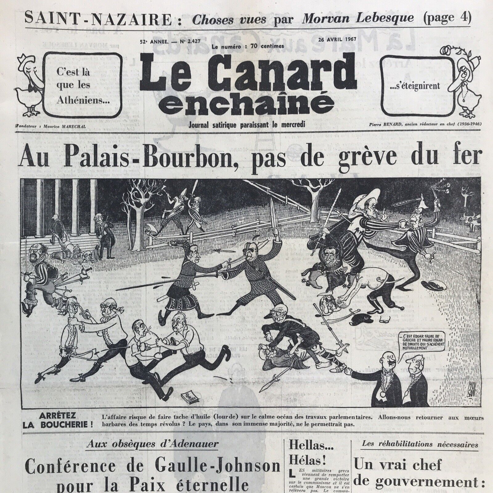 Couac ! | Acheter un Canard | Vente d'Anciens Journaux du Canard Enchaîné. Des Journaux Satiriques de Collection, Historiques & Authentiques de 1916 à 2004 ! | 2427