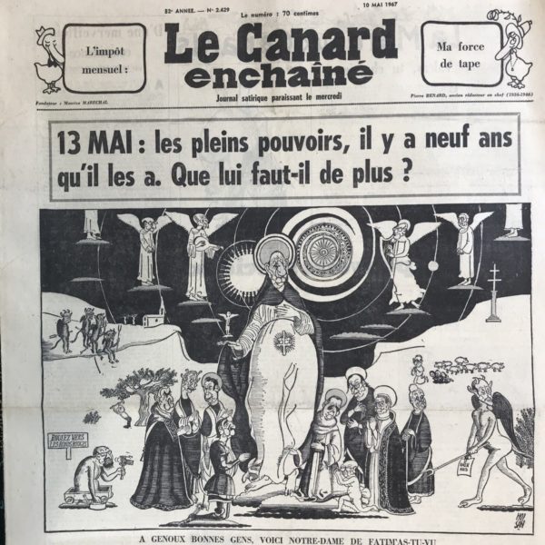 Couac ! | N° 2429 du Canard Enchaîné - 10 Mai 1967 | Nos Exemplaires du Canard Enchaîné sont archivés dans de bonnes conditions de conservation (obscurité, hygrométrie maitrisée et faible température), ce qui s'avère indispensable pour des journaux anciens. | 2429