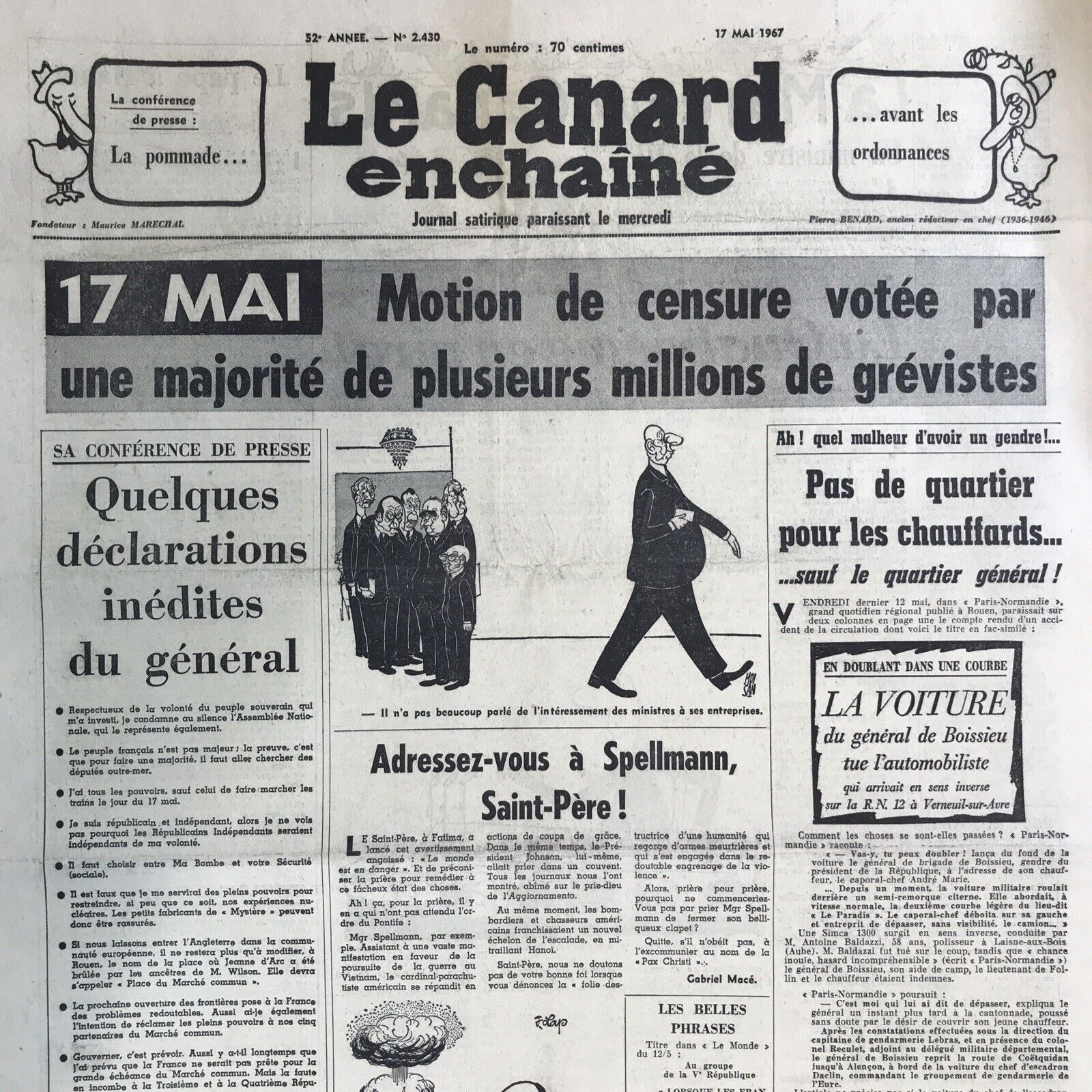 Couac ! | Acheter un Canard | Vente d'Anciens Journaux du Canard Enchaîné. Des Journaux Satiriques de Collection, Historiques & Authentiques de 1916 à 2004 ! | 2430