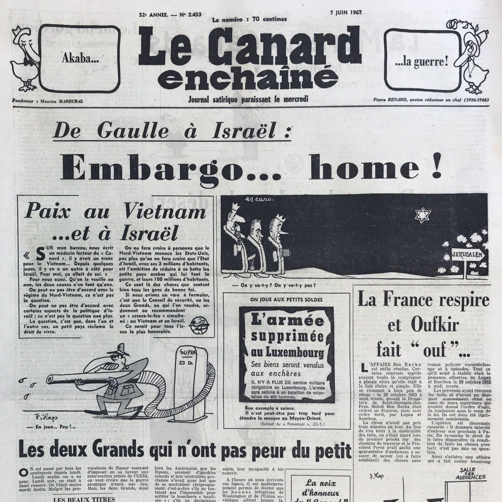 Couac ! | Acheter un Canard | Vente d'Anciens Journaux du Canard Enchaîné. Des Journaux Satiriques de Collection, Historiques & Authentiques de 1916 à 2004 ! | 2433