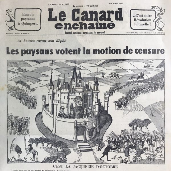 Couac ! | N° 2450 du Canard Enchaîné - 4 Octobre 1967 | Nos Exemplaires du Canard Enchaîné sont archivés dans de bonnes conditions de conservation (obscurité, hygrométrie maitrisée et faible température), ce qui s'avère indispensable pour des journaux anciens. | 2450