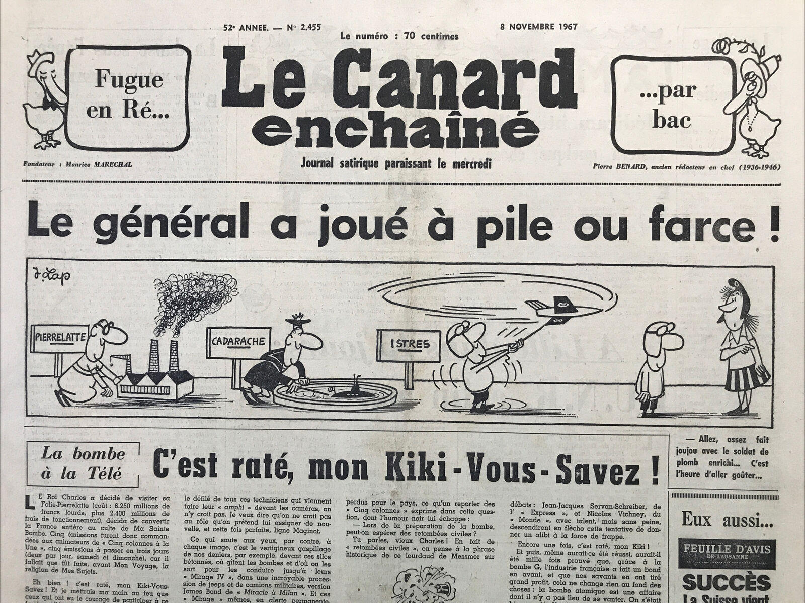 Couac ! | Acheter un Canard | Vente d'Anciens Journaux du Canard Enchaîné. Des Journaux Satiriques de Collection, Historiques & Authentiques de 1916 à 2004 ! | 2455