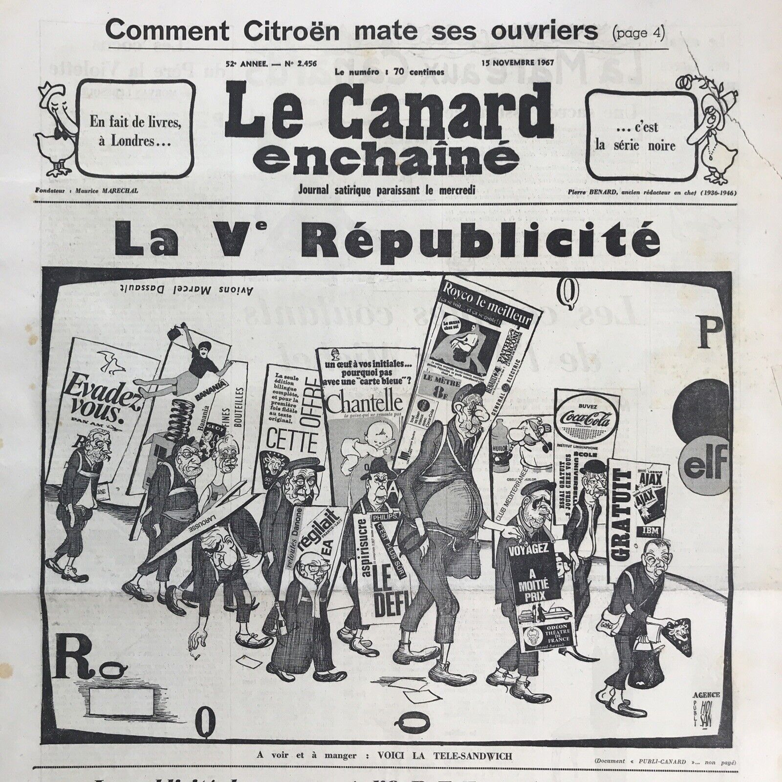 Couac ! | Acheter un Canard | Vente d'Anciens Journaux du Canard Enchaîné. Des Journaux Satiriques de Collection, Historiques & Authentiques de 1916 à 2004 ! | 2456