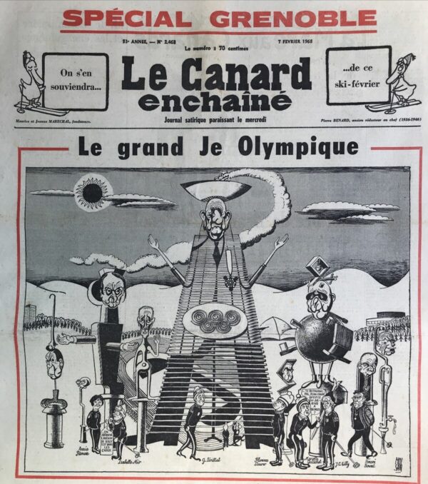 Couac ! | N° 2468 du Canard Enchaîné - 7 Février 1968 | Nos Exemplaires du Canard Enchaîné sont archivés dans de bonnes conditions de conservation (obscurité, hygrométrie maitrisée et faible température), ce qui s'avère indispensable pour des journaux anciens. | 2468 e1679156684813