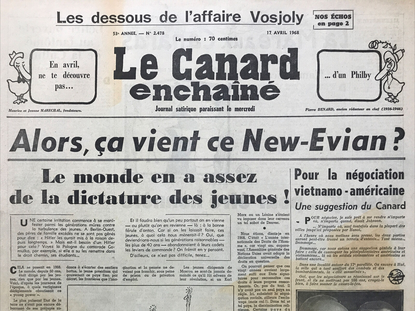 Couac ! | Acheter un Canard | Vente d'Anciens Journaux du Canard Enchaîné. Des Journaux Satiriques de Collection, Historiques & Authentiques de 1916 à 2004 ! | 2478