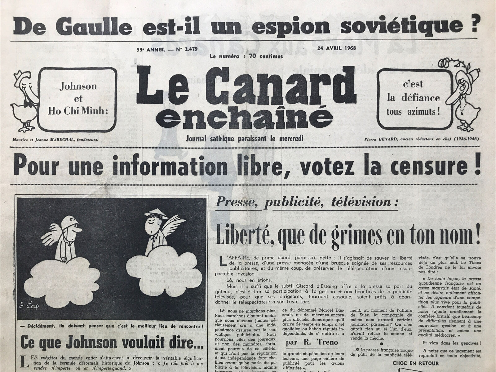 Couac ! | Acheter un Canard | Vente d'Anciens Journaux du Canard Enchaîné. Des Journaux Satiriques de Collection, Historiques & Authentiques de 1916 à 2004 ! | 2479