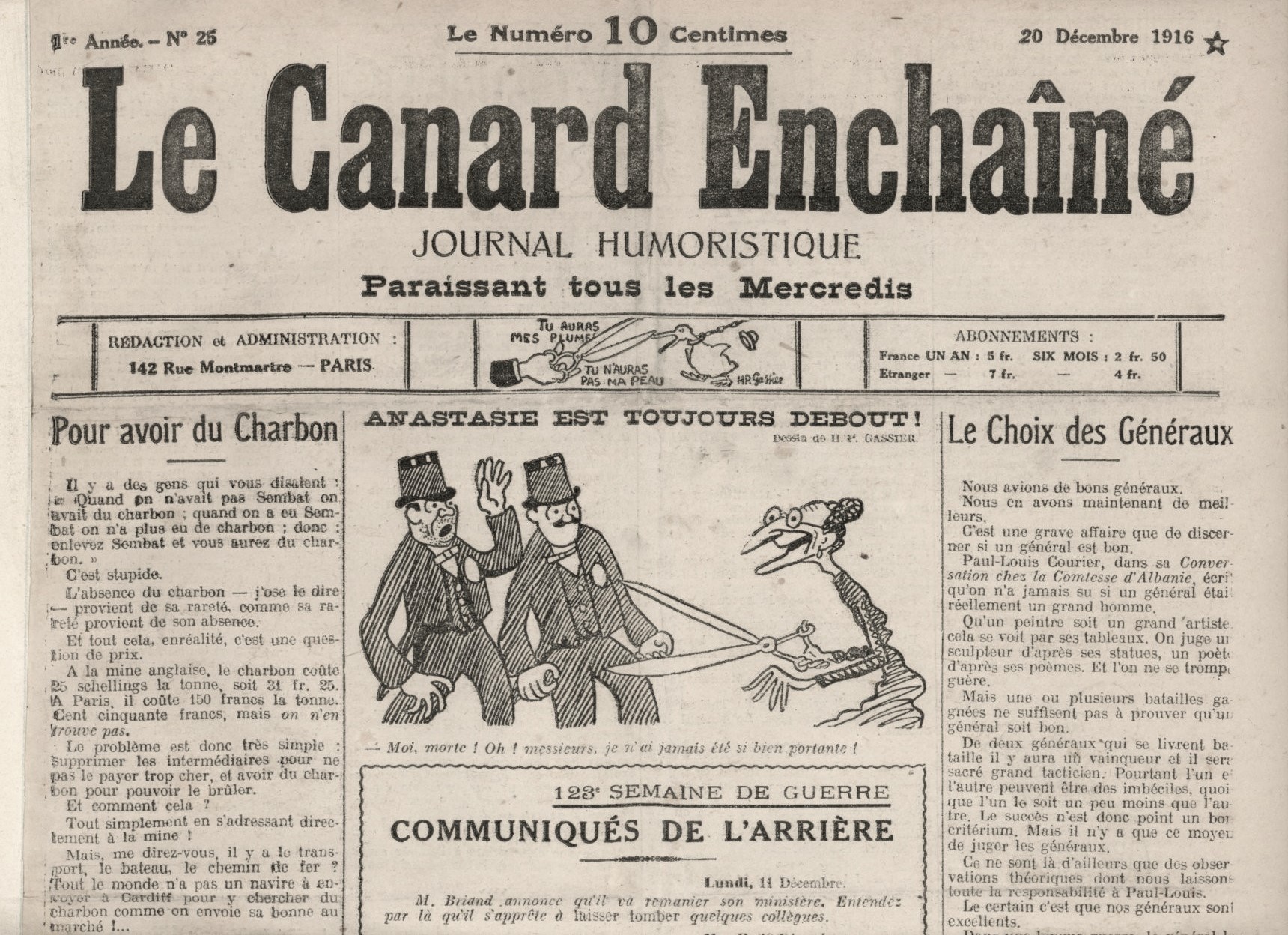 Couac ! | Acheter un Canard | Vente d'Anciens Journaux du Canard Enchaîné. Des Journaux Satiriques de Collection, Historiques & Authentiques de 1916 à 2004 ! | 25 4