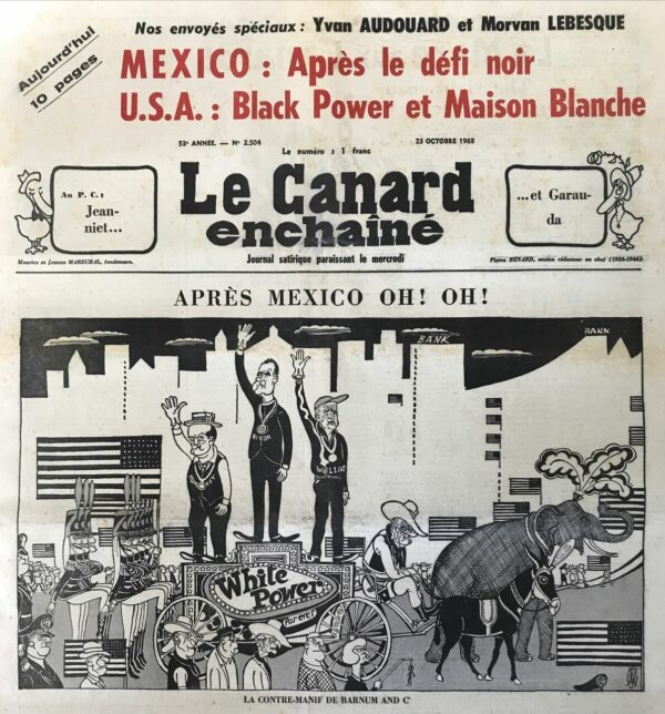 Couac ! | N° 2504 du Canard Enchaîné - 23 Octobre 1968 | L'affaire...des noms...des noms...des noms ! par Jean Manan -L'affaire Markovic éclate lorsque le cadavre du play-boy yougoslave est découvert. Des fuites révèlent la complexité de l'enquête menée par une quarantaine de policiers, indiquant l'implication de personnes influentes. Le silence soudain du ministère de l'Intérieur suggère des pressions pour étouffer l'affaire, laissant supposer des arrangements politiques. Les médias évoquent une possible manipulation de l'enquête. Des magistrats à Versailles réclament une nouvelle autopsie, suspectant une dissimulation. L'affaire pourrait se solder par des efforts du gouvernement pour minimiser les implications politiques, révélant ainsi les rouages complexes du pouvoir en octobre 1968. | 2504 e1679124375384