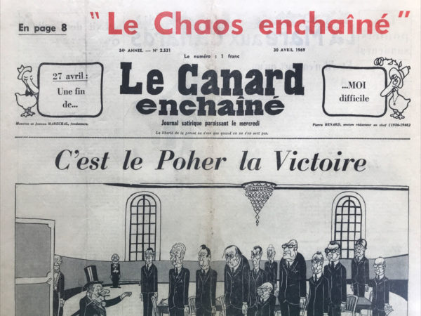 Couac ! | N° 2531 du Canard Enchaîné - 30 Avril 1969 | Nos Exemplaires du Canard Enchaîné sont archivés dans de bonnes conditions de conservation (obscurité, hygrométrie maitrisée et faible température), ce qui s'avère indispensable pour des journaux anciens. | 2531