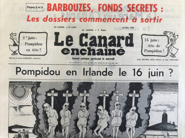 Couac ! | N° 2535 du Canard Enchaîné - 28 Mai 1969 | Nos Exemplaires du Canard Enchaîné sont archivés dans de bonnes conditions de conservation (obscurité, hygrométrie maitrisée et faible température), ce qui s'avère indispensable pour des journaux anciens. | 2535