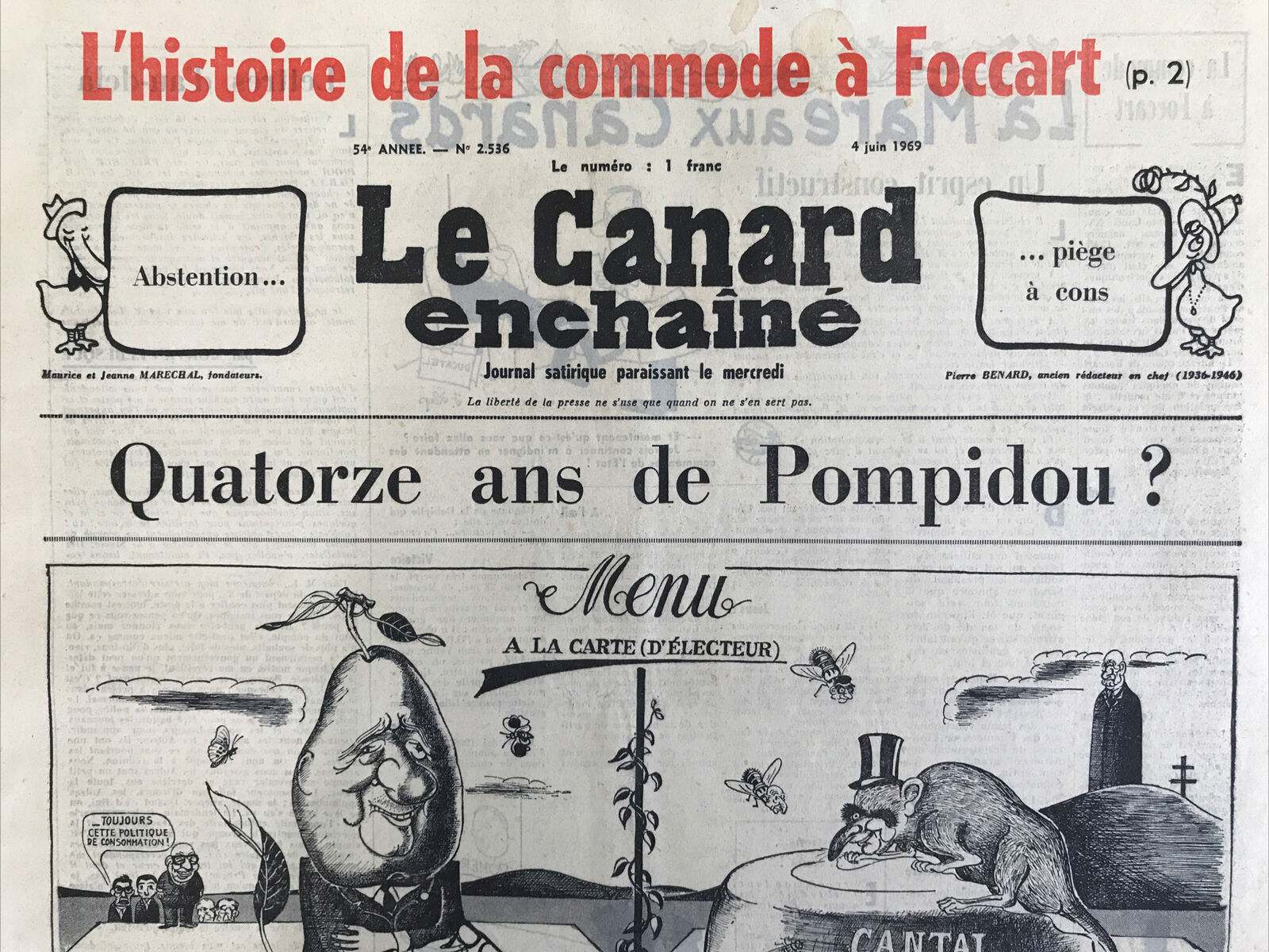 Couac ! | Acheter un Canard | Vente d'Anciens Journaux du Canard Enchaîné. Des Journaux Satiriques de Collection, Historiques & Authentiques de 1916 à 2004 ! | 2536