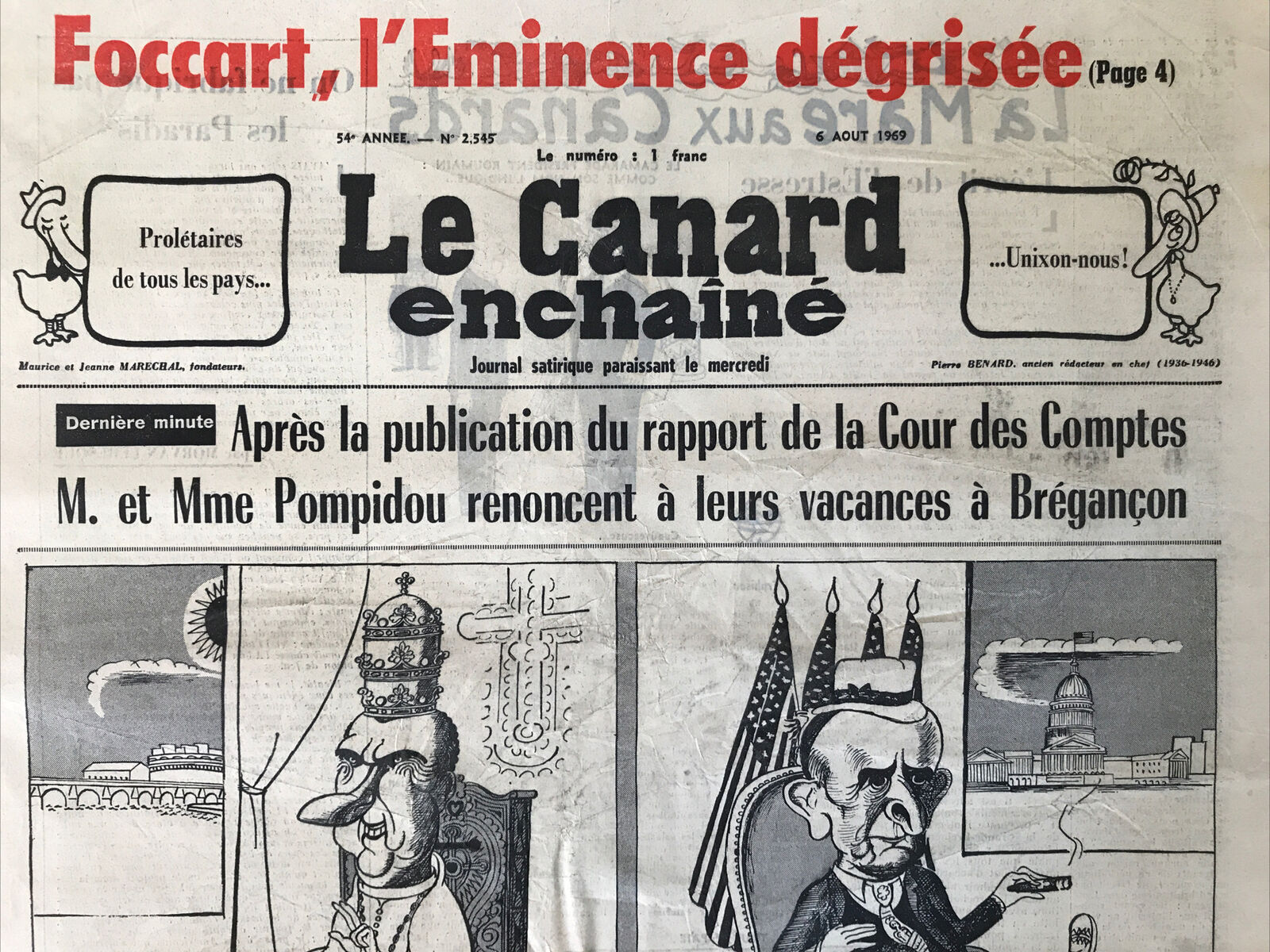 Couac ! | Acheter un Canard | Vente d'Anciens Journaux du Canard Enchaîné. Des Journaux Satiriques de Collection, Historiques & Authentiques de 1916 à 2004 ! | 2545