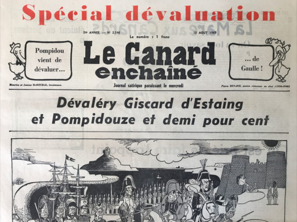 Couac ! | N° 2546 du Canard Enchaîné - 13 Août 1969 | Nos Exemplaires du Canard Enchaîné sont archivés dans de bonnes conditions de conservation (obscurité, hygrométrie maitrisée et faible température), ce qui s'avère indispensable pour des journaux anciens. | 2546