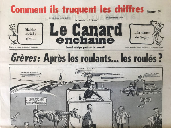 Couac ! | N° 2551 du Canard Enchaîné - 17 Septembre 1969 | Nos Exemplaires du Canard Enchaîné sont archivés dans de bonnes conditions de conservation (obscurité, hygrométrie maitrisée et faible température), ce qui s'avère indispensable pour des journaux anciens. | 2551