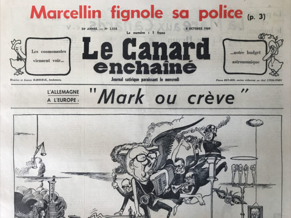 Couac ! | N° 2554 du Canard Enchaîné - 8 Octobre 1969 | Nos Exemplaires du Canard Enchaîné sont archivés dans de bonnes conditions de conservation (obscurité, hygrométrie maitrisée et faible température), ce qui s'avère indispensable pour des journaux anciens. | 2554