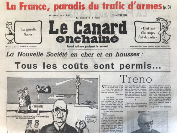 Couac ! | N° 2567 du Canard Enchaîné - 7 Janvier 1970 | Nos Exemplaires du Canard Enchaîné sont archivés dans de bonnes conditions de conservation (obscurité, hygrométrie maitrisée et faible température), ce qui s'avère indispensable pour des journaux anciens. | 2567