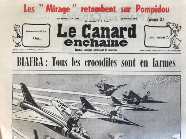 Couac ! | N° 2568 du Canard Enchaîné - 14 Janvier 1970 | Nos Exemplaires du Canard Enchaîné sont archivés dans de bonnes conditions de conservation (obscurité, hygrométrie maitrisée et faible température), ce qui s'avère indispensable pour des journaux anciens. | 2568