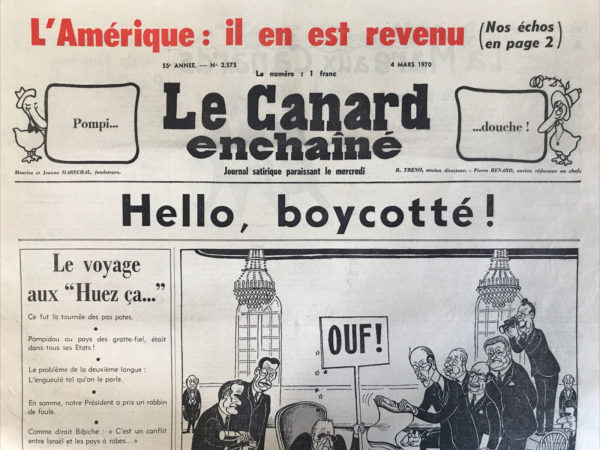 Couac ! | N° 2575 du Canard Enchaîné - 4 Mars 1970 | Nos Exemplaires du Canard Enchaîné sont archivés dans de bonnes conditions de conservation (obscurité, hygrométrie maitrisée et faible température), ce qui s'avère indispensable pour des journaux anciens. | 2575