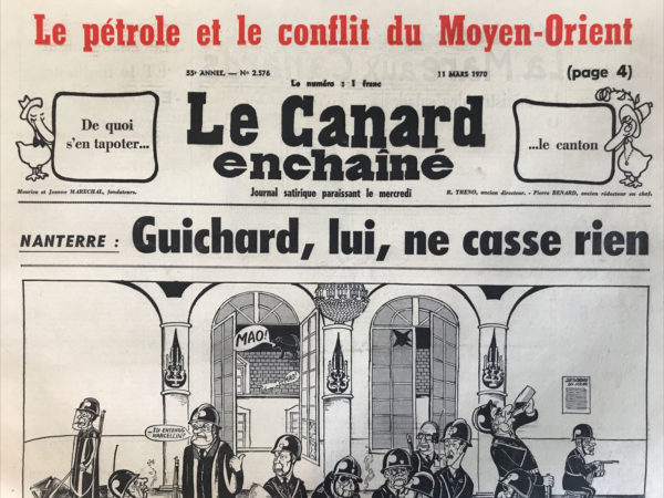 Couac ! | N° 2576 du Canard Enchaîné - 11 Mars 1970 | Nos Exemplaires du Canard Enchaîné sont archivés dans de bonnes conditions de conservation (obscurité, hygrométrie maitrisée et faible température), ce qui s'avère indispensable pour des journaux anciens. | 2576