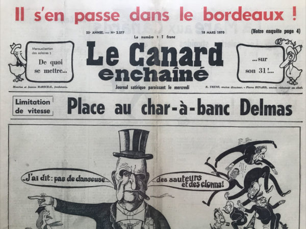 Couac ! | N° 2577 du Canard Enchaîné - 18 Mars 1970 | Nos Exemplaires du Canard Enchaîné sont archivés dans de bonnes conditions de conservation (obscurité, hygrométrie maitrisée et faible température), ce qui s'avère indispensable pour des journaux anciens. | 2577