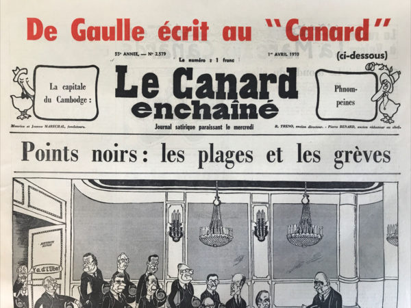 Couac ! | N° 2579 du Canard Enchaîné - 1 Avril 1970 | Nos Exemplaires du Canard Enchaîné sont archivés dans de bonnes conditions de conservation (obscurité, hygrométrie maitrisée et faible température), ce qui s'avère indispensable pour des journaux anciens. | 2579