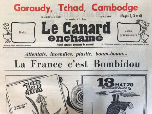 Couac ! | N° 2585 du Canard Enchaîné - 13 Mai 1970 | Nos Exemplaires du Canard Enchaîné sont archivés dans de bonnes conditions de conservation (obscurité, hygrométrie maitrisée et faible température), ce qui s'avère indispensable pour des journaux anciens. | 2585